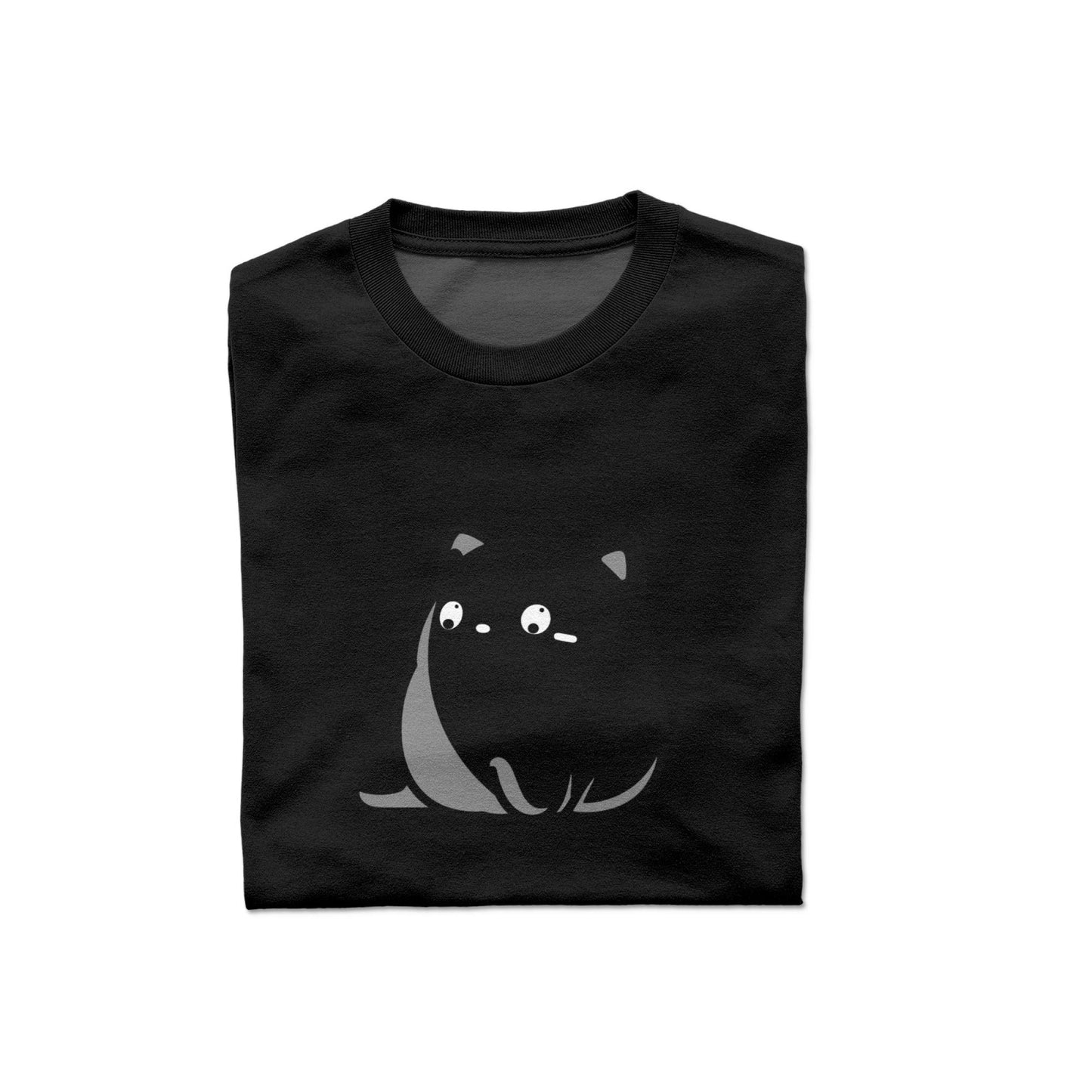 Fat Cat Men Pure Cotton T-Shirt - Slightly Elastic Casual Round-Neck