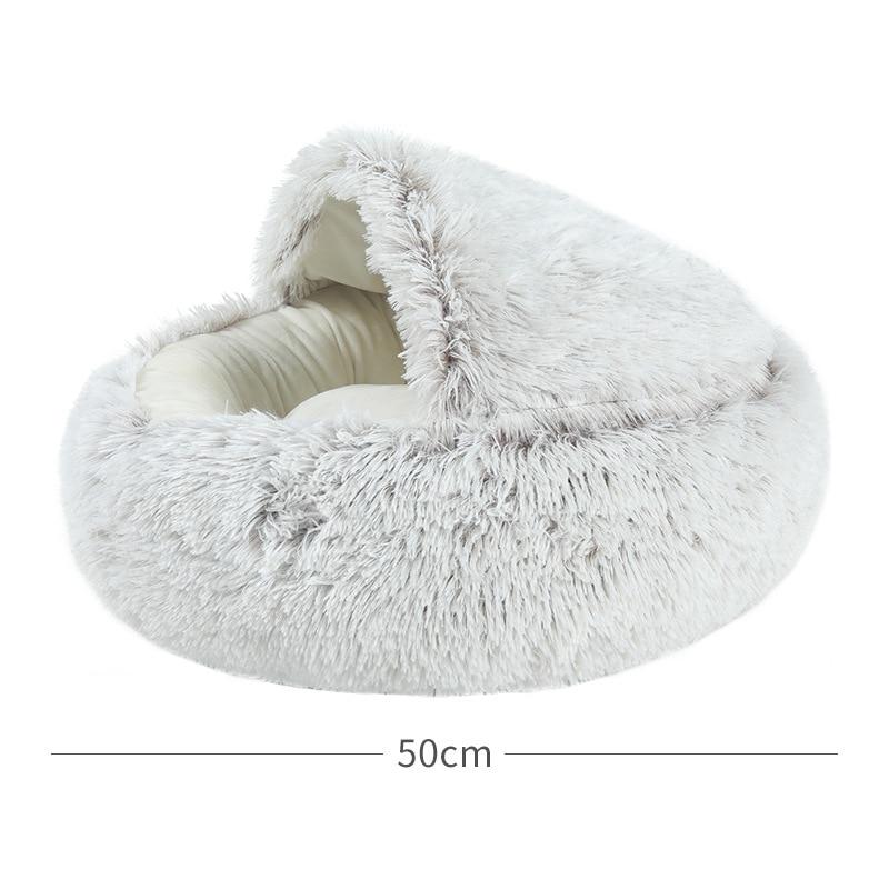 Hot Plush Round Cat Bed Cat Warm House Soft Long Plush Pet Dog Bed For