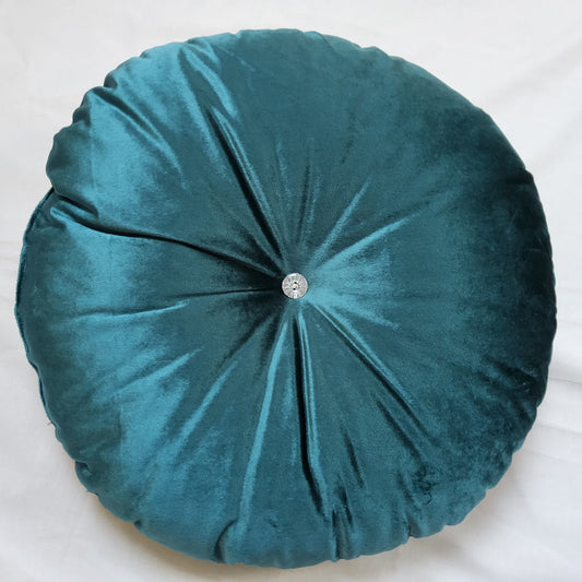 AFRICAN INSPIRED FABRIC + VELVET MIX ROUND CUSHION
