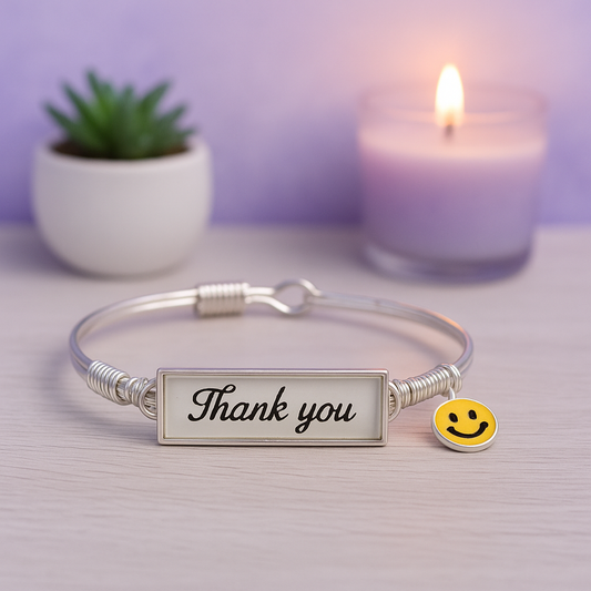 WIRE BANGLE BRACELET - THANK YOU