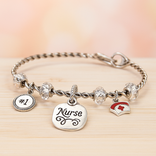 INSPIRATION CHARM WIRE BANGLE BRACELET - NO 1 NURSE