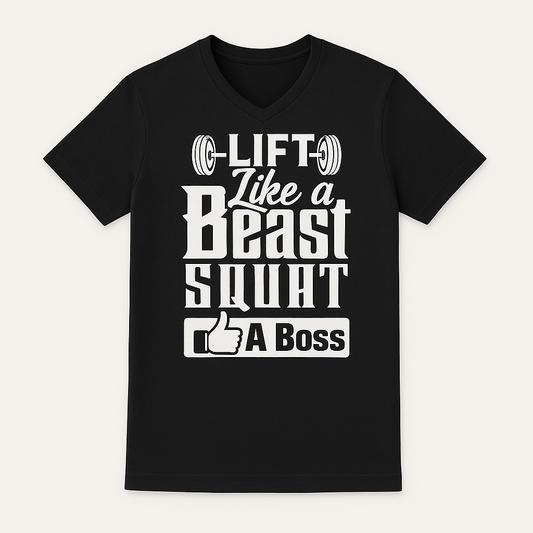 Lift Like A Beast Squat Like A Boss Gym Fitness Black V-neck T-Shirts
