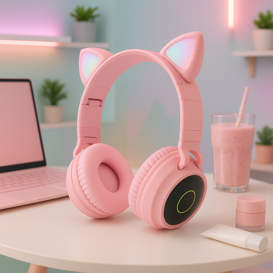 Foldable Super bass cat ear bluetooth wireless headphones