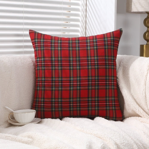 Polyester Cotton Tartan Check Cushion Cover Home Sofa 45x45 CM