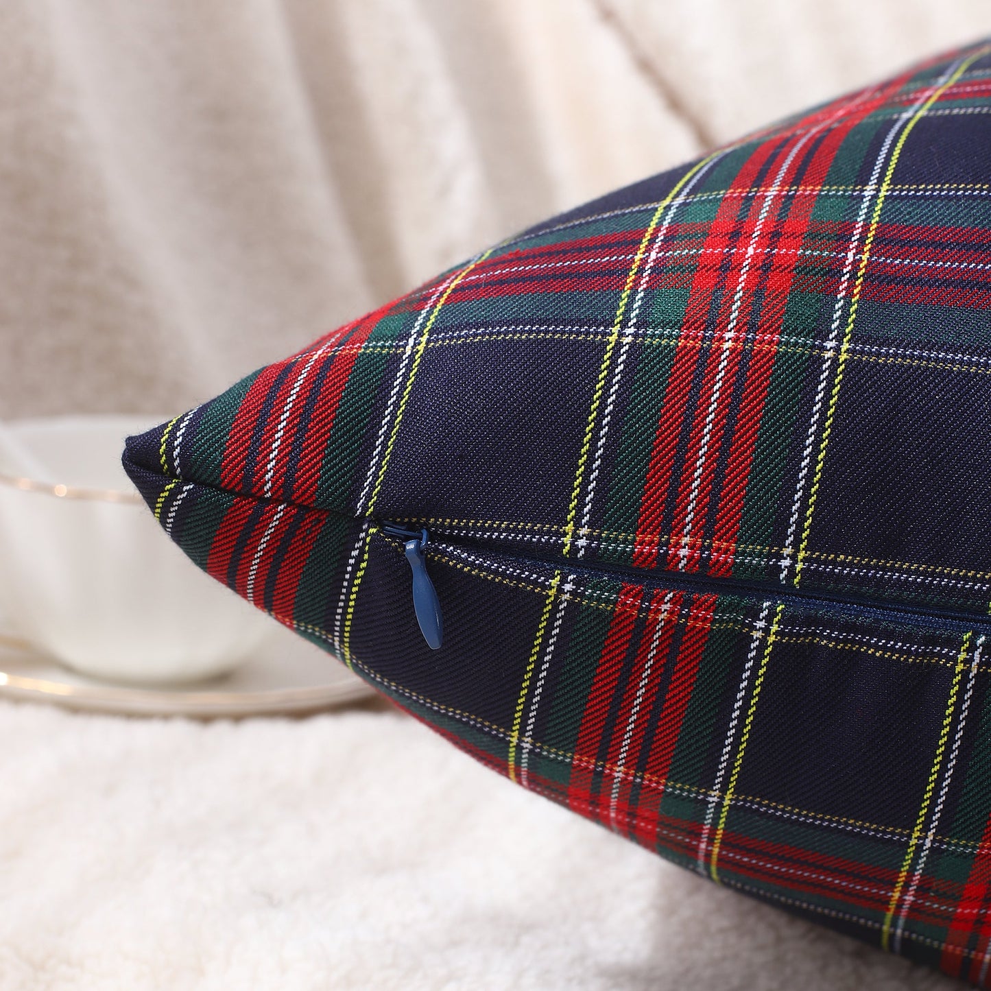 Polyester Cotton Tartan Check Cushion Cover Home Sofa 45x45 CM