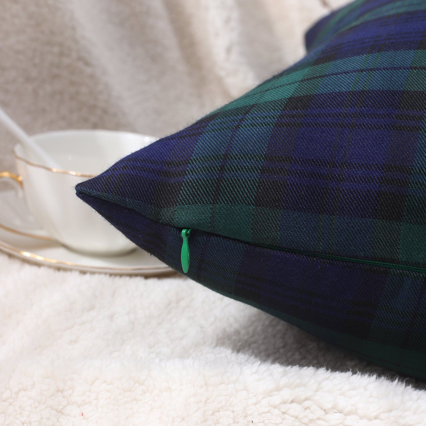 Polyester Cotton Tartan Check Cushion Cover Home Sofa 45x45 CM