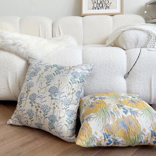 Designer Fabric Flower Pattern Cushion Covers 45cm x 45cm 18x18 Inches