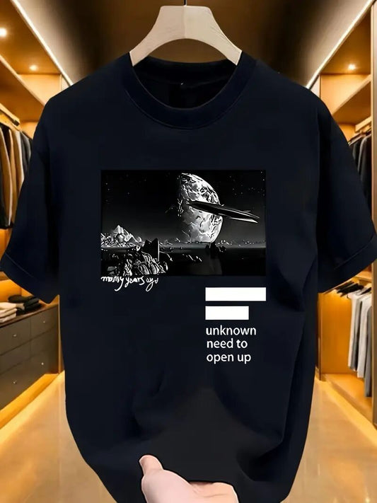 Solid-Color Printed Casual Men T-Shirt