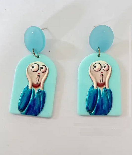 OIL PAINTING THE SCREAM OF NATURE ACRYLIC EARRING