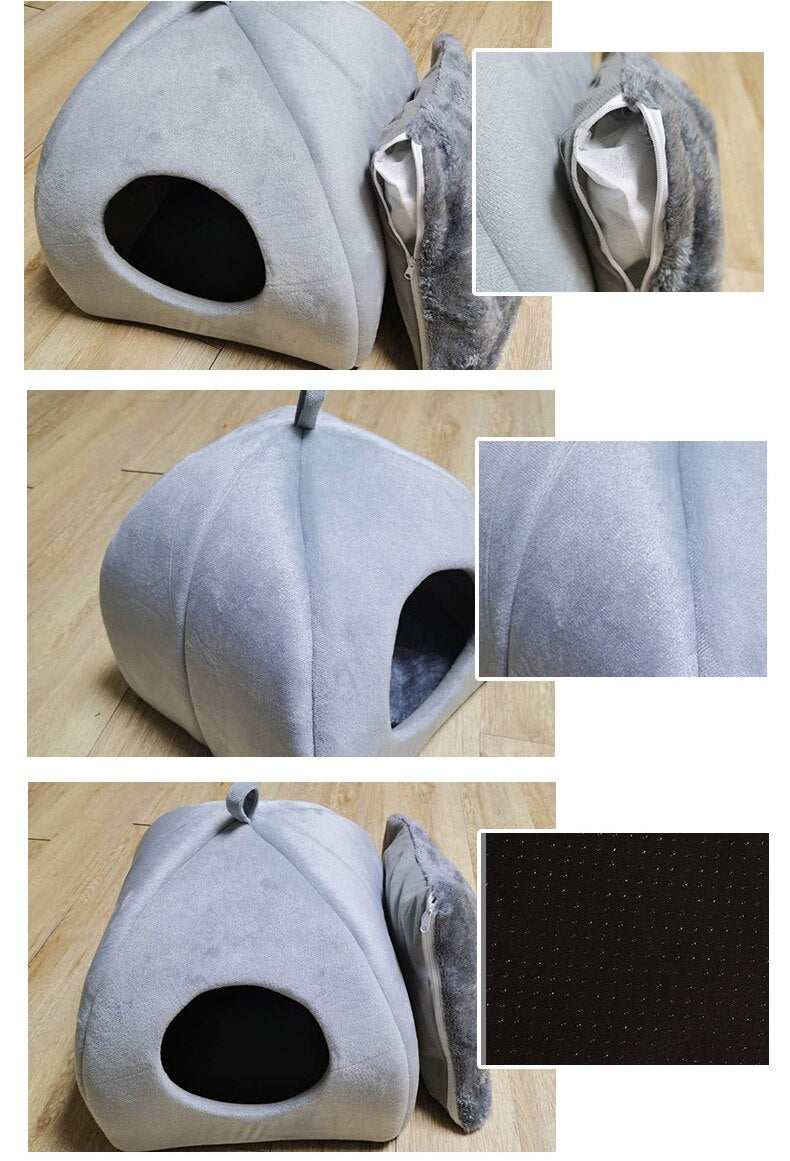 Cat House Nest Warm Mat For Small Dogs Cats Soft Tent Cave Winter Cat