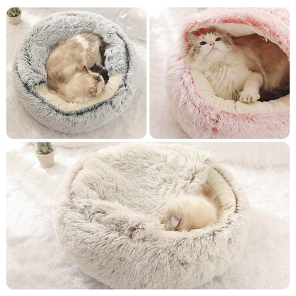 Hot Plush Round Cat Bed Cat Warm House Soft Long Plush Pet Dog Bed For