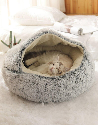 Hot Plush Round Cat Bed Cat Warm House Soft Long Plush Pet Dog Bed For